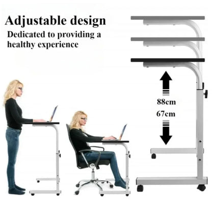 Portable Adjustable Height Desk with Wheels – Oversized Mobile Laptop Study Table for Dormitory, Home Office & Student Use