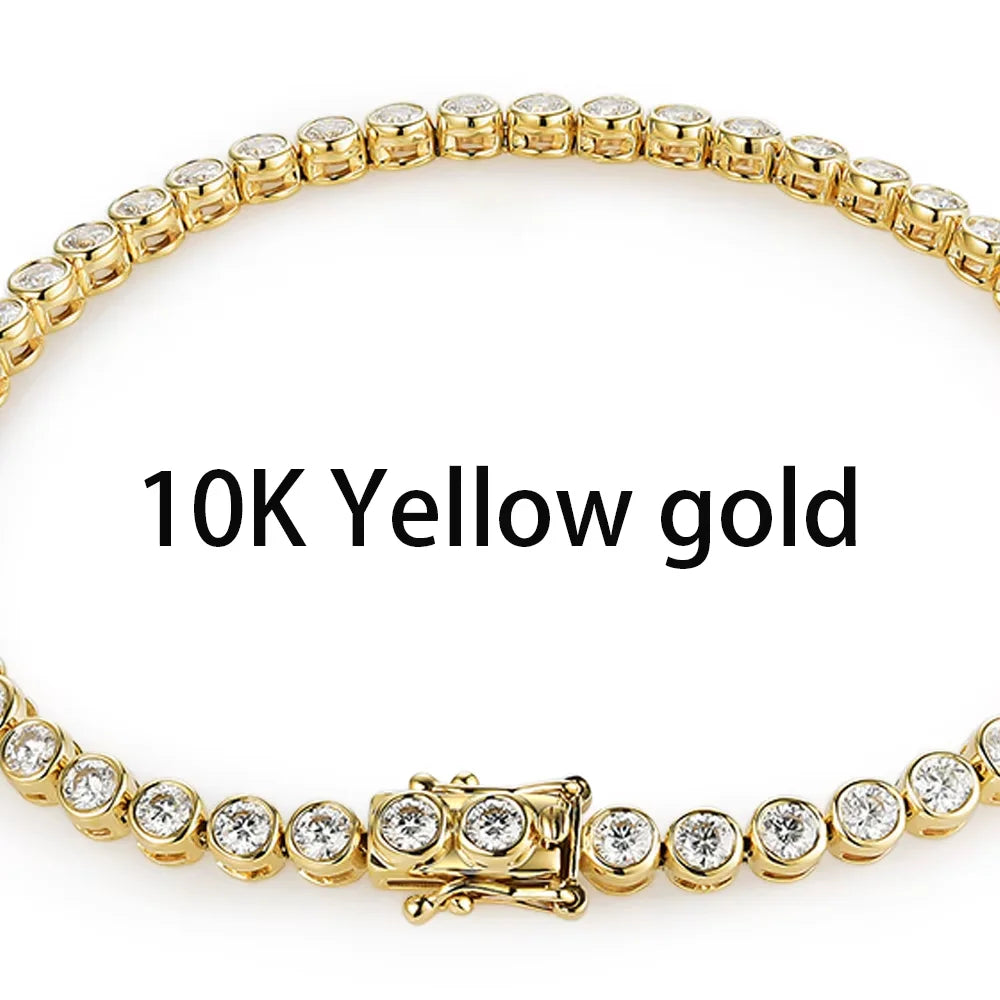 Kuololit Bezel Set Moissanite Tennis Bracelet – Solid 14K/10K/925 Silver, Round D VVS1 for Women, Engagement & Christmas Jewelry