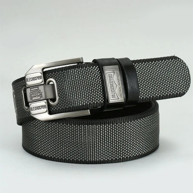 Men’s Canvas Pin Buckle Belt — Casual Retro Waistband Overalls Fashion Webbing Belt, High-Quality c032