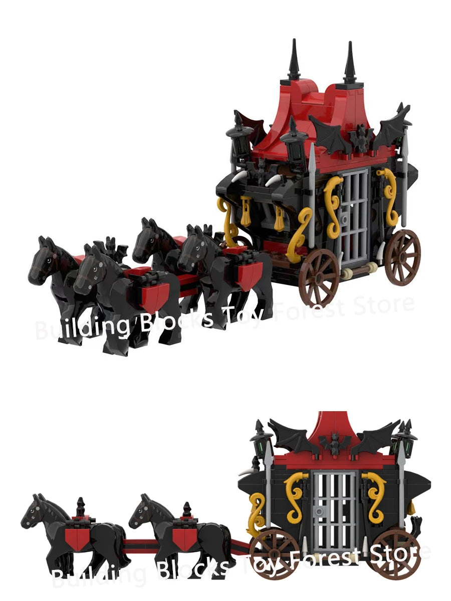 DIY Medieval Carriage Building Kit – Vampire Wagon MOC Brick Toy for Boys Birthday Gift