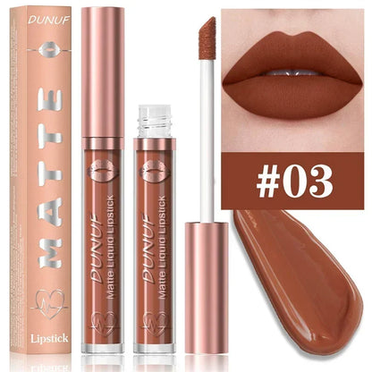 Matte Velvet Dark Red Brown Lip Gloss – Long-Lasting Waterproof Liquid Lipstick with Natural Moisturizer & Transparent Lip Oil