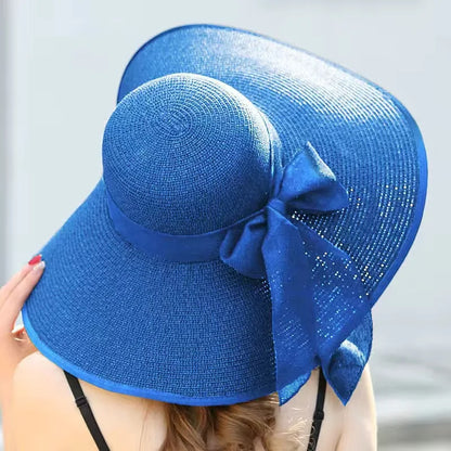 Wide Brim Straw Sun Hat - Summer Beach Travel Shade & UV Protection Hat