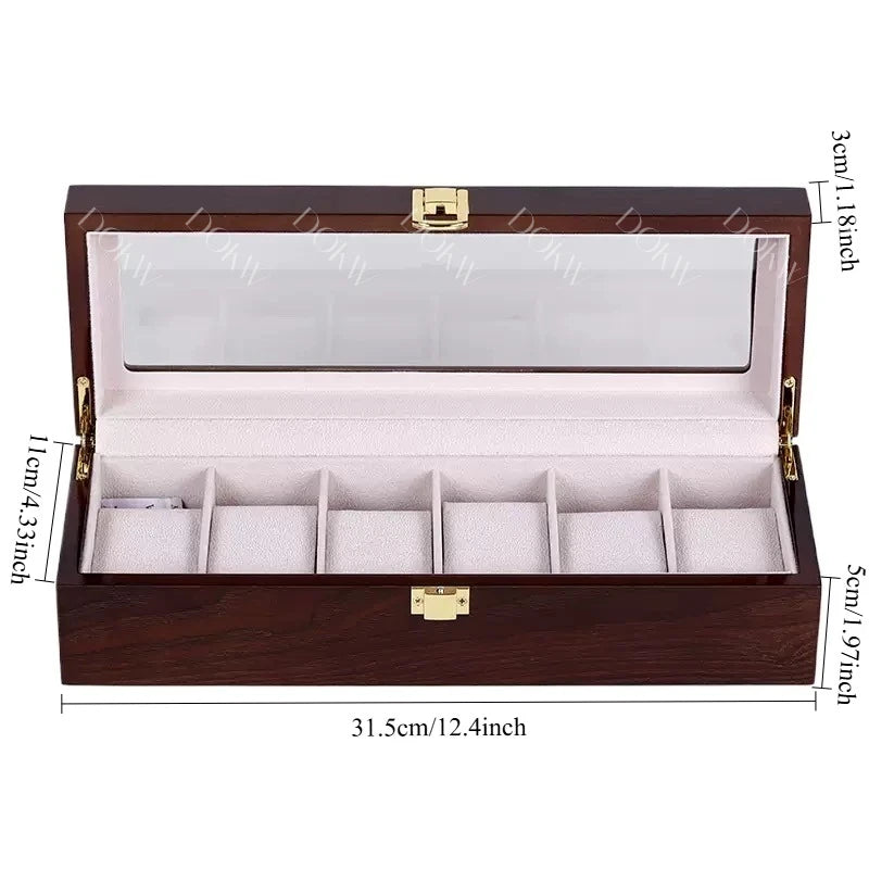 Luxury Wooden Watch Box Organizer – 1/2/3/5/6/10/12 Grid Slots Display Case for Men & Women Watches Jewelry