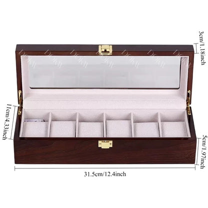 Luxury Wooden Watch Box — 1/2/3/5/6/10/12 Grid Organizer & Holder for Men’s and Women’s Watches, Jewelry Display