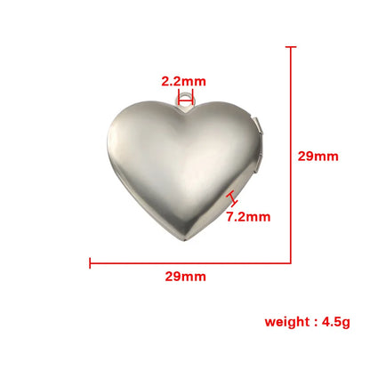 Stainless Steel Photo Locket Charms - 5-Piece Heart, Round & Square Memory Pendant Set