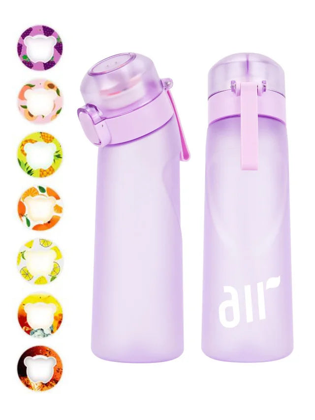 Portable Air Water Bottle with Straw – Leak-Proof Transparent Bottle with 1 Random Flavor Pod for Outdoor Sports