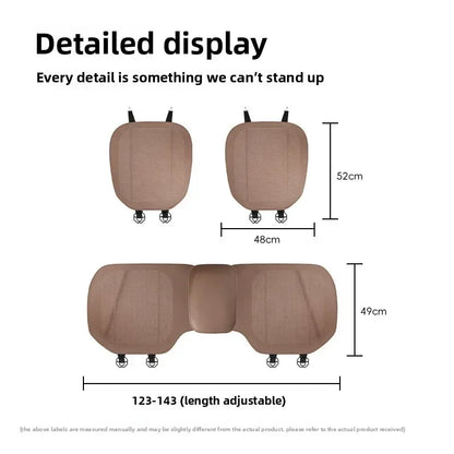 Universal Car Seat Cushion Cover - Four-Season Breathable Ventilated Half-Cover Seat Pad Set for Front or Rear Seats