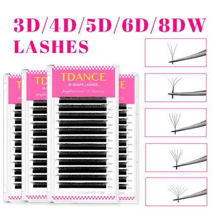 TDANCE 3D–6D Premade Fan Eyelash Extensions – W Style Faux Mink Natural Soft Volume Bloom Lashes