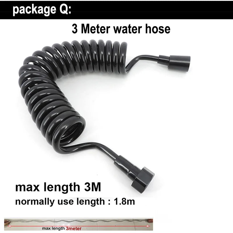 Black Toilet Bidet Sprayer Set - Handheld Bathroom Wash Spray Gun with Flexible Hose, Water Valve & Cleaning Shower Head