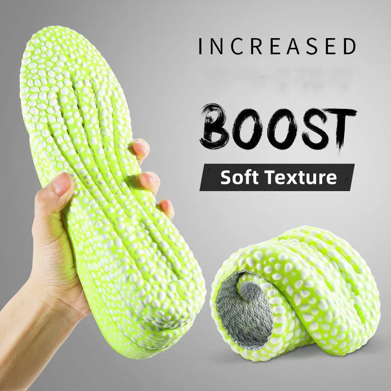 Heightening Running Insole – PU Foam with Rice Particles, Breathable & Soft Shoe Insole for Hiking, Knee Protection for Men & Women