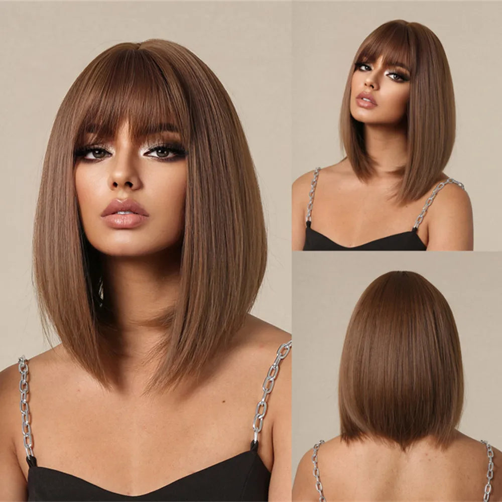 CharmSource Pink BOBO Short Synthetic Wig – Natural Wavy Heat Resistant Hair Wig for Women, Party & Daily Wear