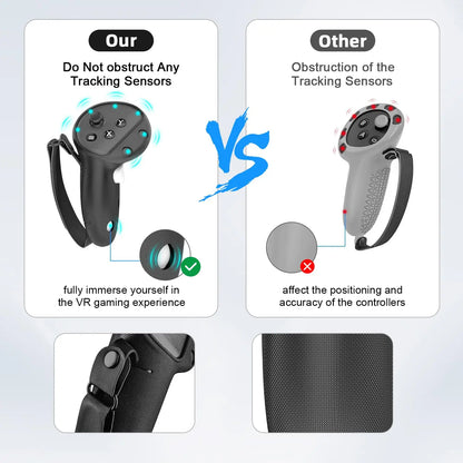 Silicone Protective Controller Case Cover for Meta Quest 3/3S – Battery Replacement Opening & Knuckle Strap, VR Accessory