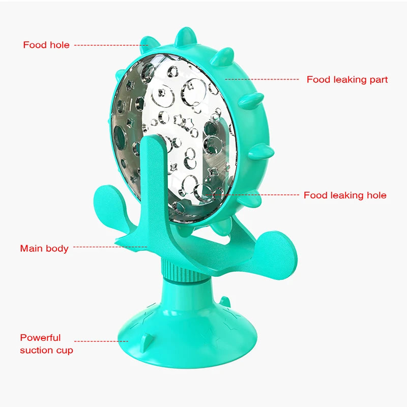 Interactive Cat and Small Dog Treat Leaking Toy: Slow Feeder Dispenser with Rotatable Wheel for IQ Improvement - Fun Kitten and Puppy Accessories