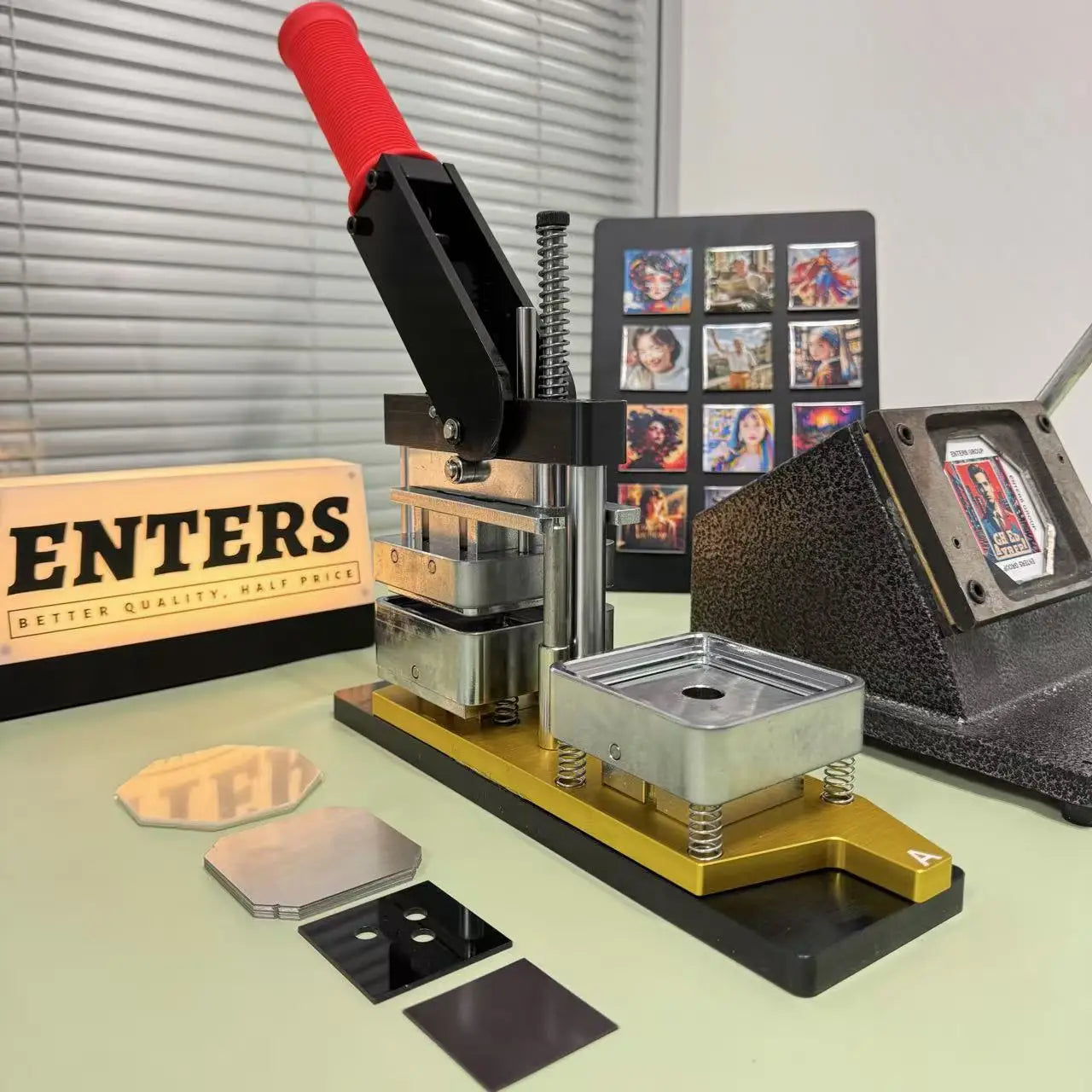 2025 Best Fridge Magnet Button Maker Machine, 50x50mm Square with Cutter & 100pcs Materials Set
