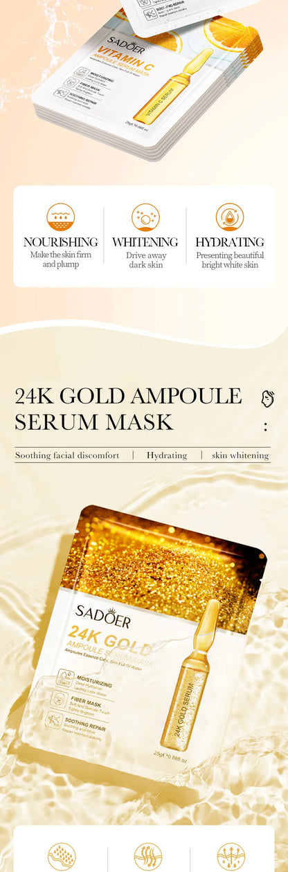 15PCS 24K Gold Hyaluronic Acid Face Masks – Firming, Moisturizing & Brightening Hydrating Skincare