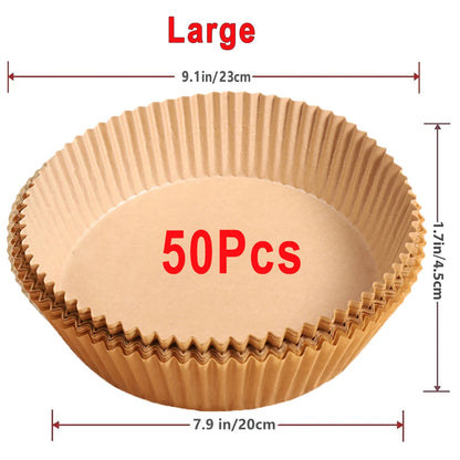 50/100Pcs Disposable Air Fryer Paper Liners Non-Stick Round Baking Parchment for Kitchen Cooking