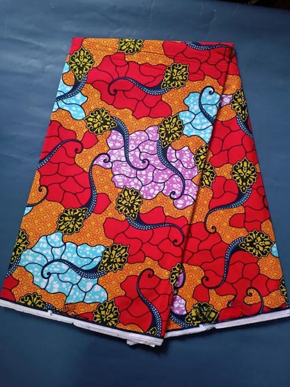 African Wax Print Fabric 6 Yards - Ghana Kente Design Ankara Kitenge Pagne
