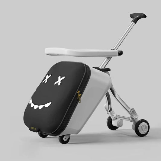 Children's Ride-On Luggage with Brake Wheels – Foldable Trolley Suitcase for Baby, Cabin Carry-On Travel Case