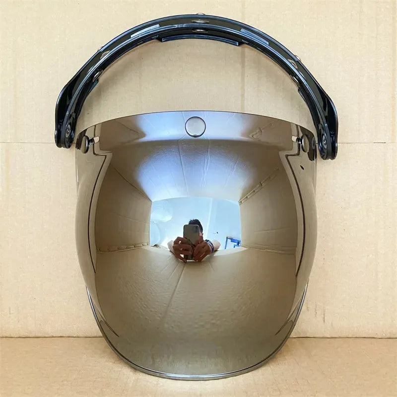Open Face 3/4 Motorcycle Helmet Visor — Flip-Up Bubble PC Lens Windshield Shield for Casco Moto