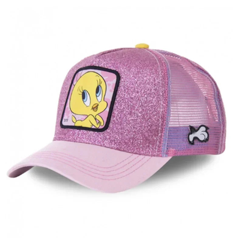 Anime Cartoon Snapback Cap - Cotton Mesh Trucker Hat for Men & Women Hip Hop Dad Style