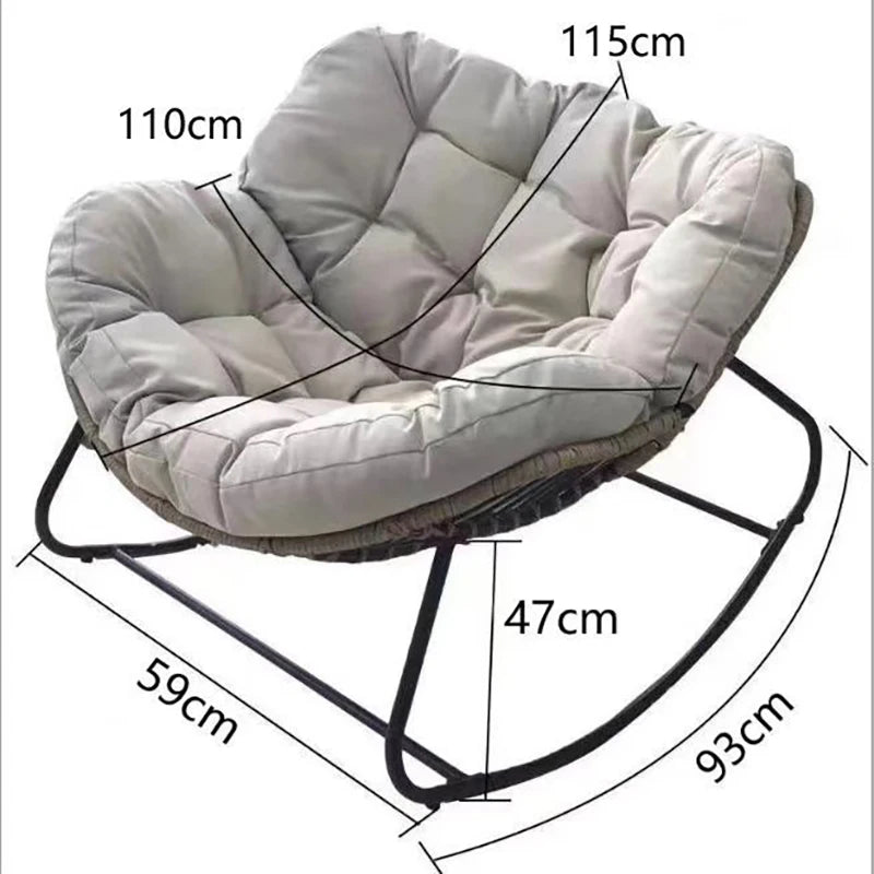 Realife Woven Rattan Rocking Chair - Comfortable Lazy Lounge Chair with Soft Cushion for Balcony & Home Relaxation