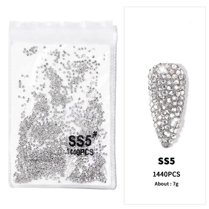 12-Grid 3D Glass AB Crystal Nail Art Rhinestones Kit – Flatback Round Beads with Tools for Nail Jewelry & Diamond Decoration