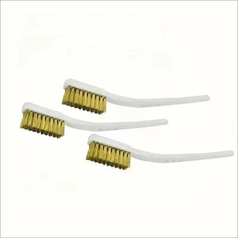 Mini Brass Wire Brush Set - Copper Plated Metal Cleaning Tool for Rust Removal Paint Stripping & Polishing