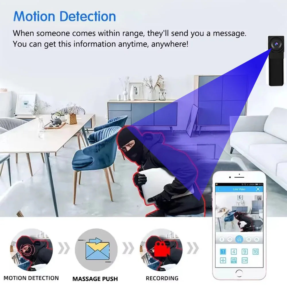 4K HD Mini WiFi Security Camera, Wireless Remote Viewing Home Nanny Cam, Motion Detection Smart Surveillance Camera