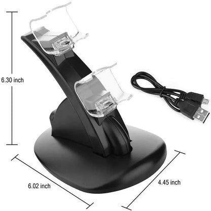 Gaming Controller Charger Stand with LED Indicator - Dual USB Docking Station for PS4 Pro and Accessories