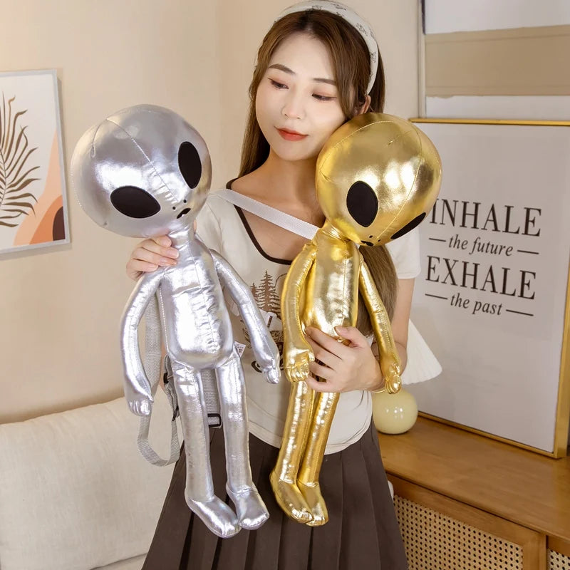 60cm Fashion Alien Plush Backpack – Soft PU ET Stuffed Doll Toy, Creative Gift for Kids & Children