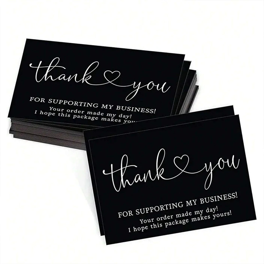 50pcs Thank You Business Cards – Customer Appreciation Gift Tags for Cake Decoration, Retail Packaging & Small Business Branding Cards