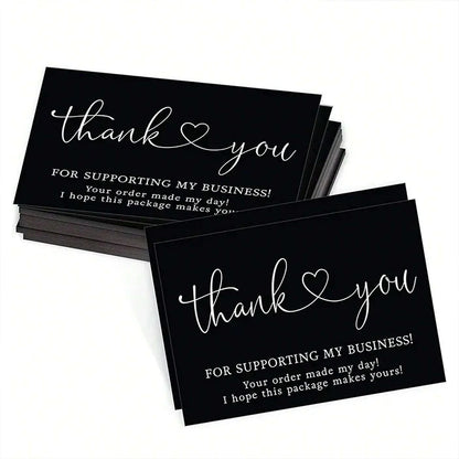 50pcs Thank You Business Cards – Customer Appreciation Gift Tags for Cake Decoration, Retail Packaging & Small Business Branding Cards