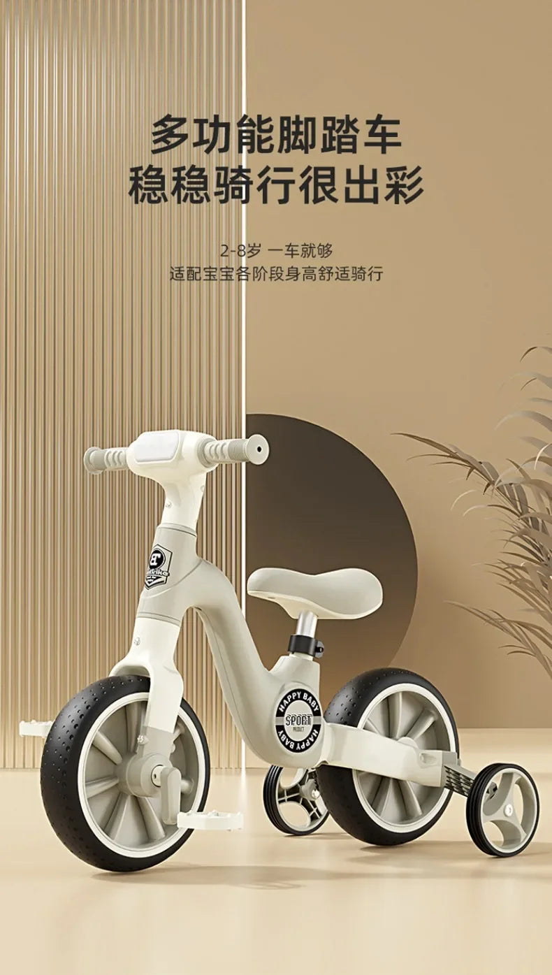 2-in-1 Children’s Balance Bike – Three-Wheeled Multifunctional Pedal Walker with Music & Lights, Indoor and Outdoor Baby Toy