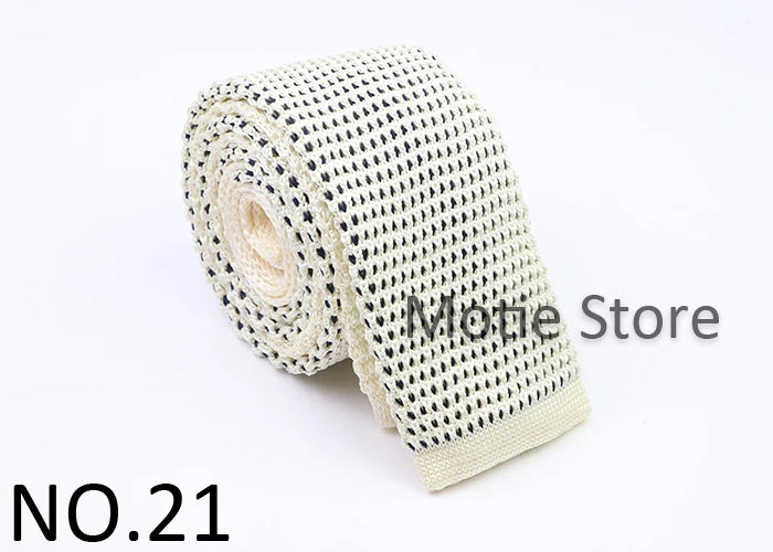 Classic Knit Neck Tie for Men — 6cm Plaid & Dots Casual Business Wedding Tie