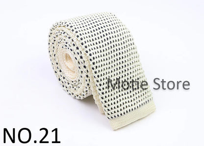 Classic Knit Neck Tie for Men — 6cm Plaid & Dots Casual Business Wedding Tie
