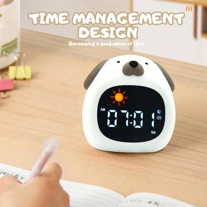 Cat Night Light Alarm Clock – LED Musical Sleep Training Clock for Kids & Babies