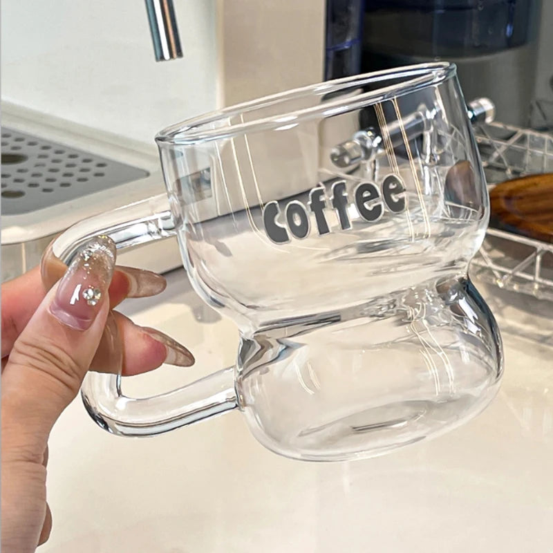American-Style Transparent Glass Cup – Coffee, Juice & Cold Drink Mug for Home & Office