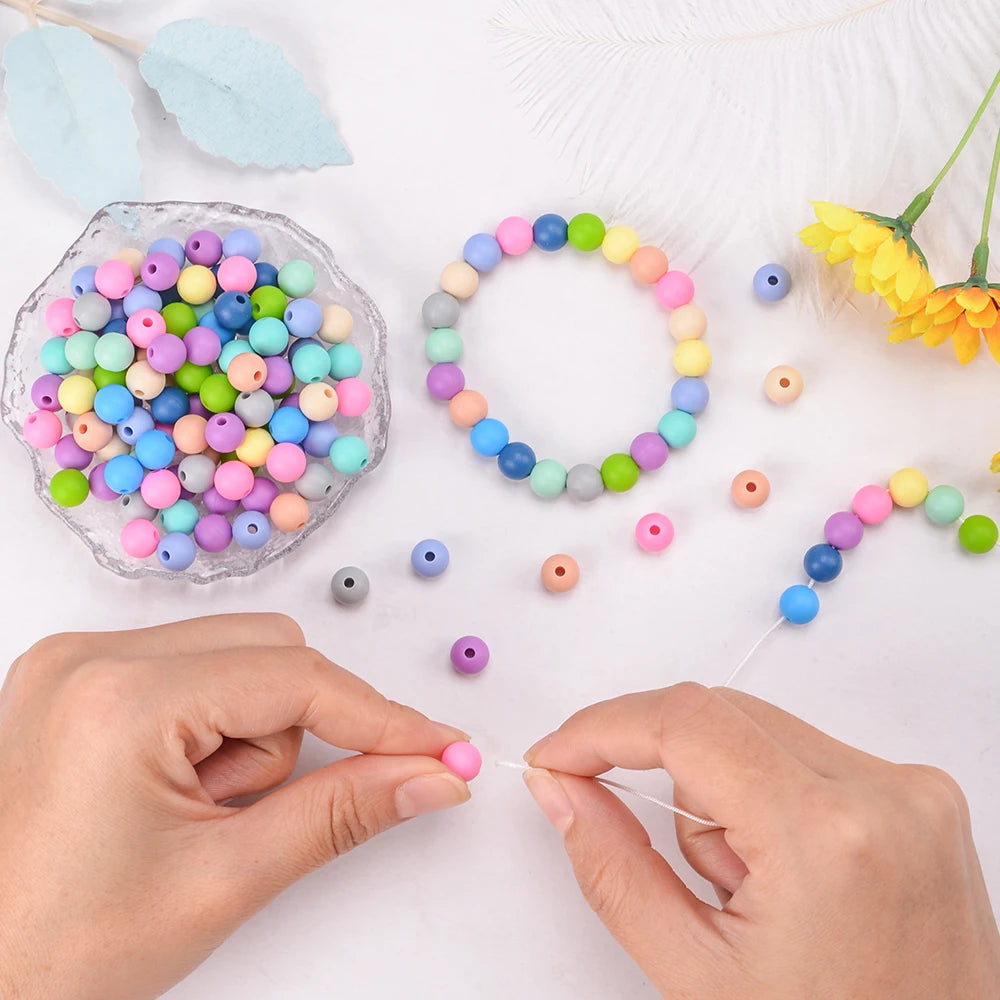LOFCA Silicone Round Beads 20pcs - 9/12/15mm DIY Jewelry Making Beads for Bracelets, Keychains & Necklaces