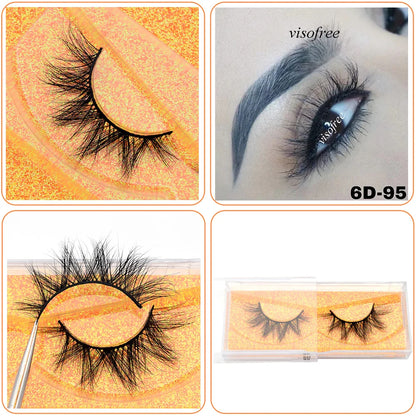 3D Real Mink False Eyelashes – Thick Handmade Strip Lashes with Glitter Packing for Makeup Beauty D101