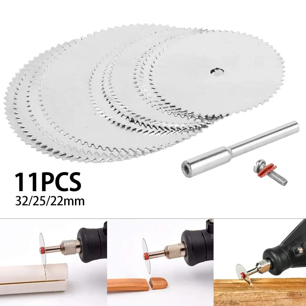 Galacok 11-Piece Mini Circular Saw Blade Set – Rotary Tool Cutting Discs for Wood, Metal, and DIY Grinding Projects