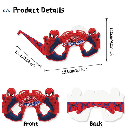 Spider-Man Paper Glasses - 8-Piece Eco-Friendly Superhero Cosplay Photo Props for Kids Parties and Birthdays