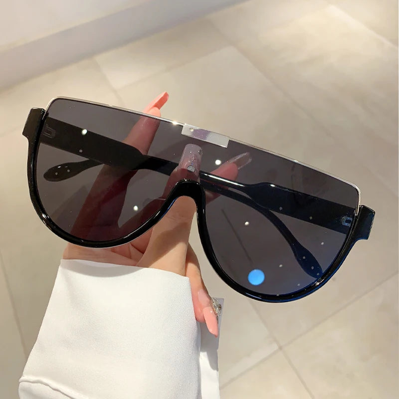 KAMMPT Vintage Semi-round Sunglasses: Fashion Monoblock Outdoor Goggle Shades, Ins Trending New Design UV400 Eyewear for Women
