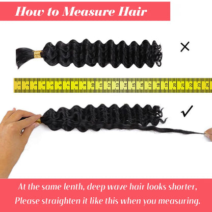 Human Braiding Hair Deep Wave Bulk - 100g No Weft Hair Bundles for Boho Braids, Micro Human Hair