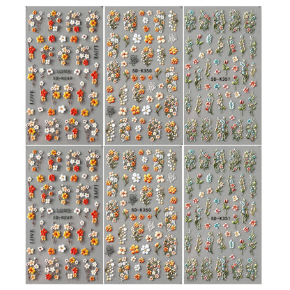 5D Daisy Nail Stickers - Embossed Spring Floral Self-Adhesive Decals for Acrylic Nail Art & DIY Manicure Decoration