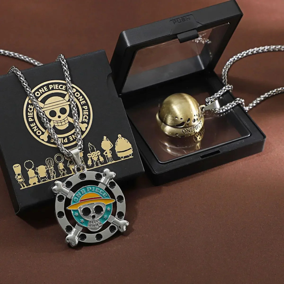 One Piece Luffy & Ace Necklace – Anime Straw Hat Metal Pendant for Men & Women, Sweater Chain Birthday Gift