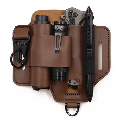 EDC Tactical Tool Holster - Outdoor Waist Storage Pouch for Flashlight, Knife & Wilderness Survival Gear