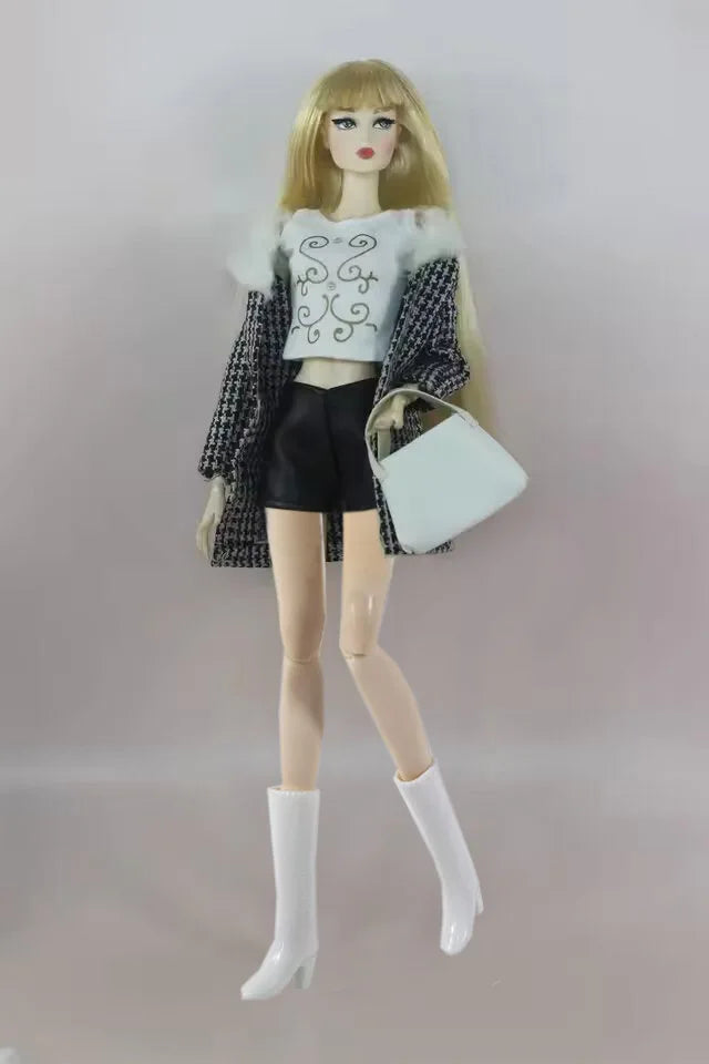 Handmade BABI CLOTHES Leather Overcoat – 11.5 Inch 30cm Doll BJD Outfit Accessories Gift