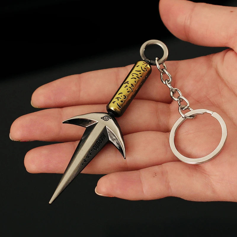 Naruto Minato Kunai Keychain – 9cm Metal Ninja Sword Samurai Katana Anime Weapon Model Accessories Gift for Fans
