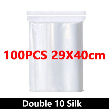 100PCS Thick Zipper Sealed Bags – Clear Plastic Storage Bags for Jewelry, Food Packing, Reclosable Ziplock Bags