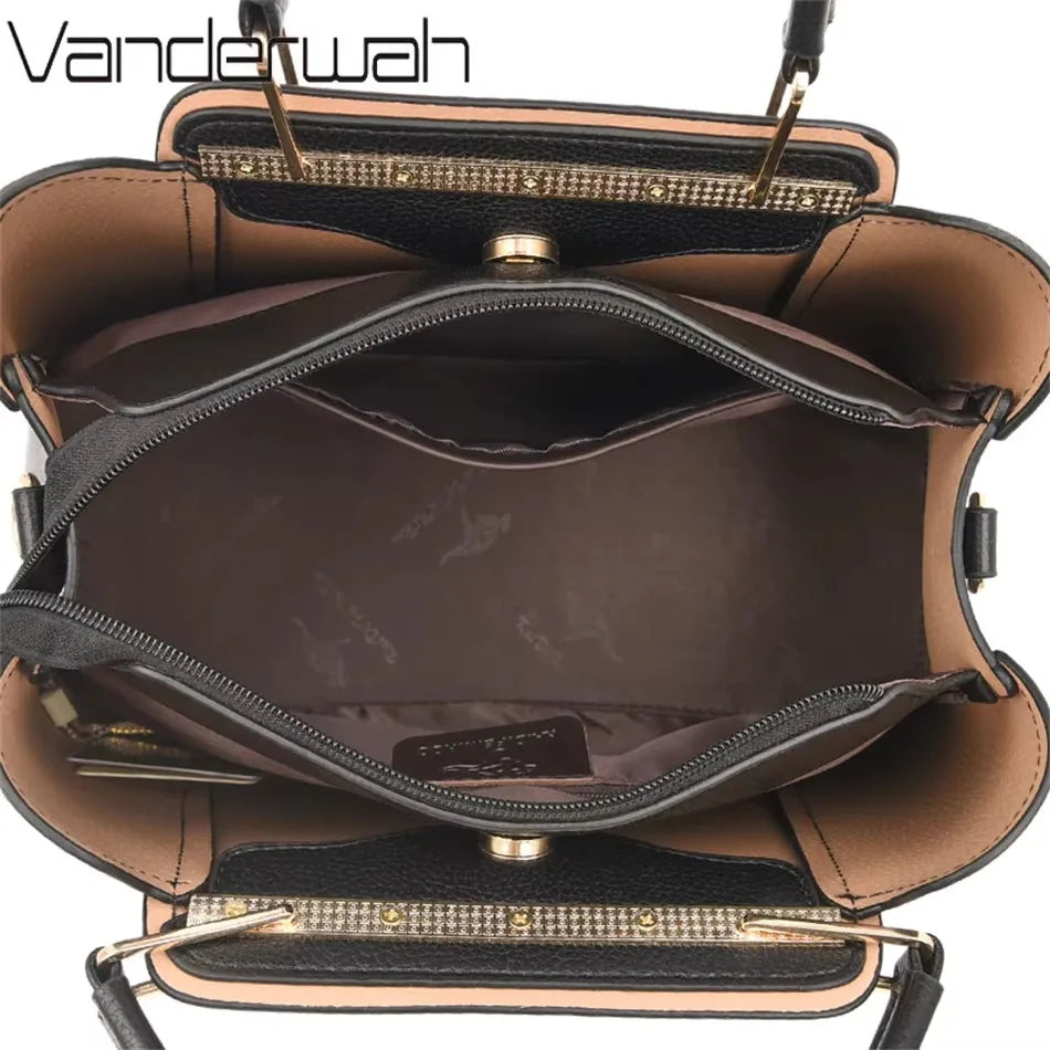 Luxury Women’s Leather Handbag – Large Capacity Shoulder & Crossbody Designer Bag